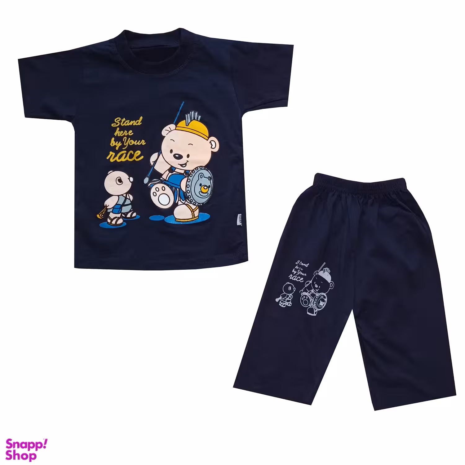 ست تیشرت و شلوارک پسرانه مدل پسر جنگجو کد S-SOR1 رنگ سرمه ای