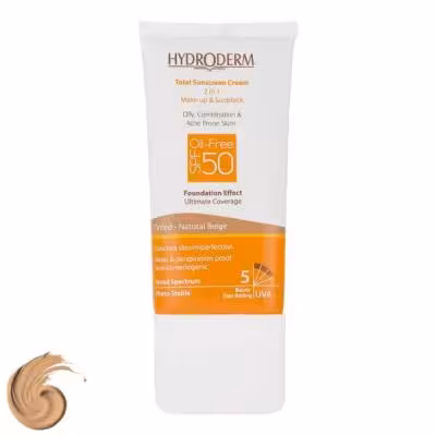 کرم ضد آفتاب هیدرودرم مدل Natural Beige، حجم 40 میلی‌لیتر