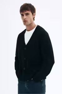 ژاکت جلو باز مردانه کش باف پشمی مناسب H&M