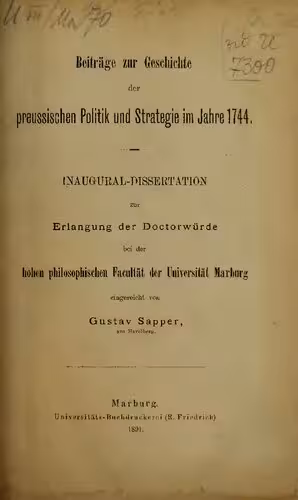 خرید و دانلود نسخه کامل کتاب Beiträge zur Geschichte der preussischen Politik und Strategie im Jahre 1744