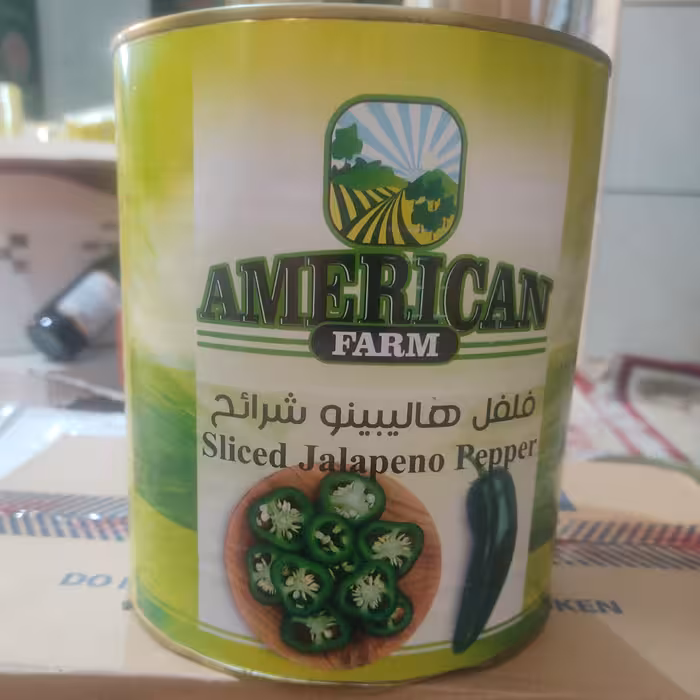 کنسرو سه کیلویی فلفل اسلایس تاریخ  جدید مارک امریکن فارم
