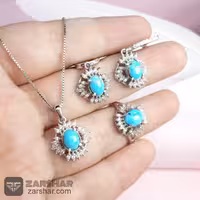 نیم‌ ست زنانه فیروزه نیشابوری با نقره 925 و روکش اب رادیوم