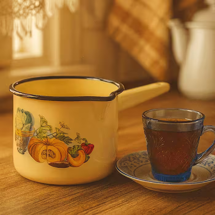 شیرجوش لعابی لبه دار طرح کدو