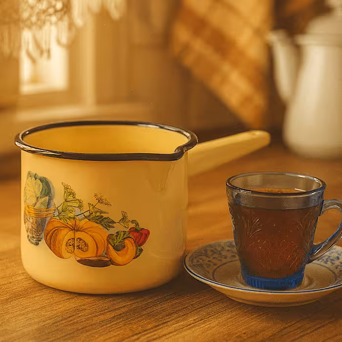 شیرجوش لعابی لبه دار طرح کدو