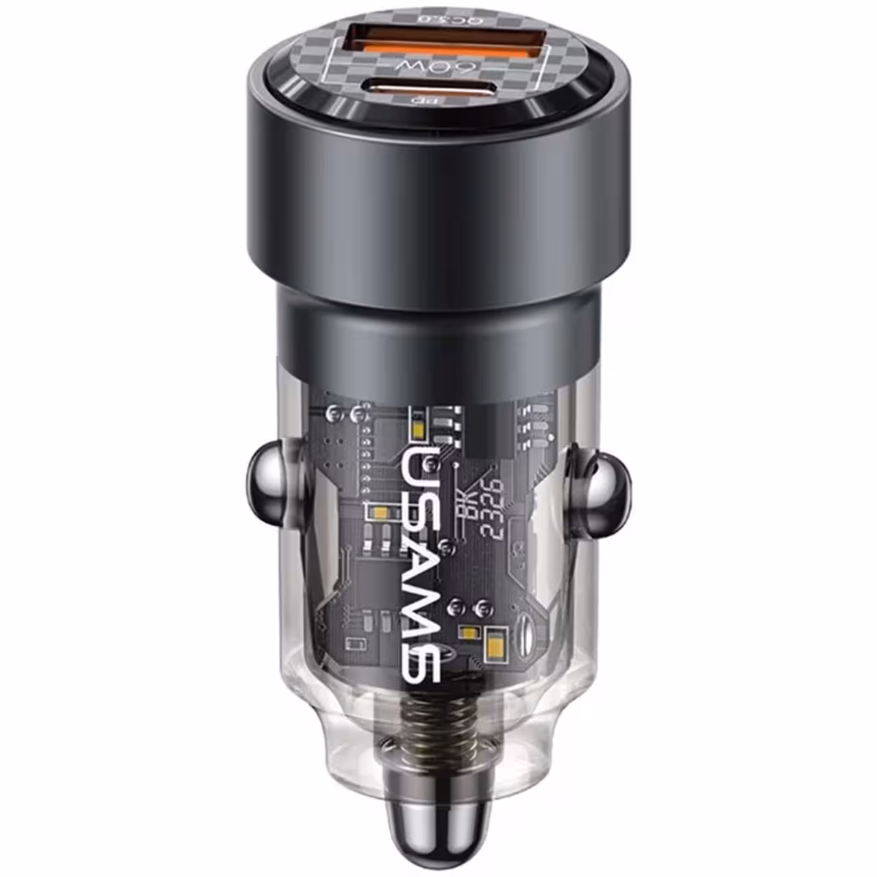 شارژر فندکی فست شارژ ماشین تایپ سی 60 وات طرح شفاف یوسامز مدل US-CC208 C39