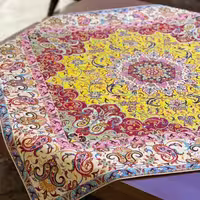 رومیزی ترمه  یک متر در یک متر ابریشمی حاوی شش رنگ مدل سوگند برند حسینی