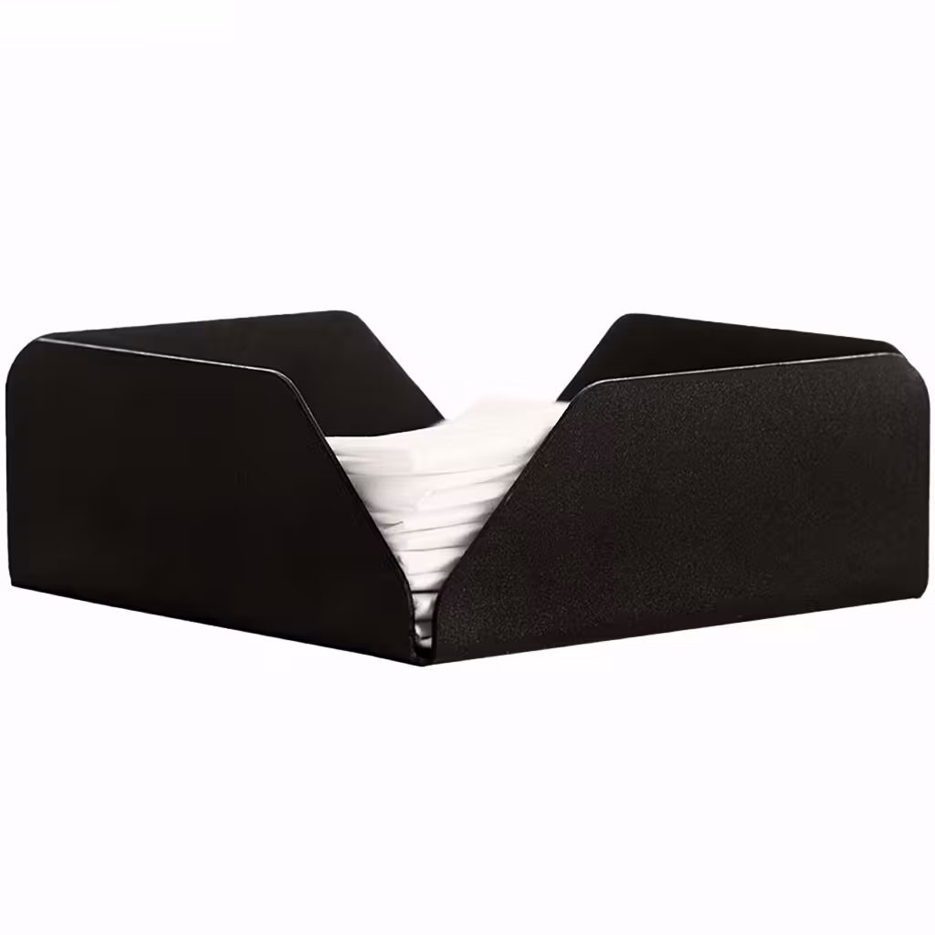 جای دستمال فلزی مربع مشکی یک عددی