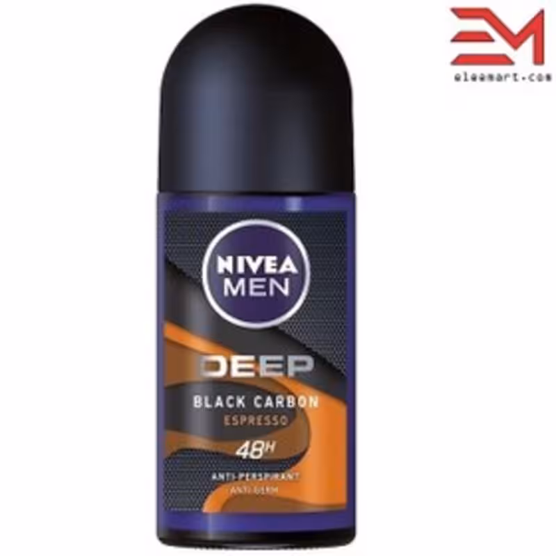 مام رول دئودورانت مردانه نیوا دیپ (نارنجی) بلک کاربن اسپرسو حجم 50 میل ا Nivea Men Deep black carbon