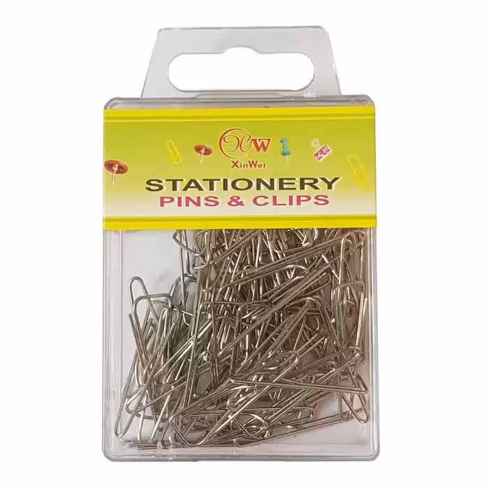 گیره کاغذ ژینگ وی مدل کله قندی استیل بسته 65 عددی