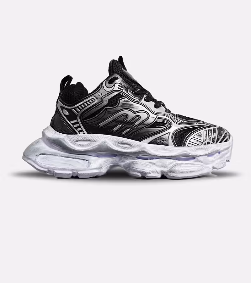 کفش کتانی مردانه و زنانه مشکی طوسی سفید Balenciaga مدل 7021