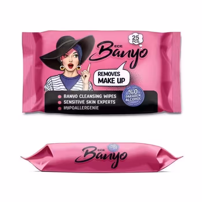 دستمال مرطوب بانیو پاک کننده ارایش بسته 25 عددی صورتی |