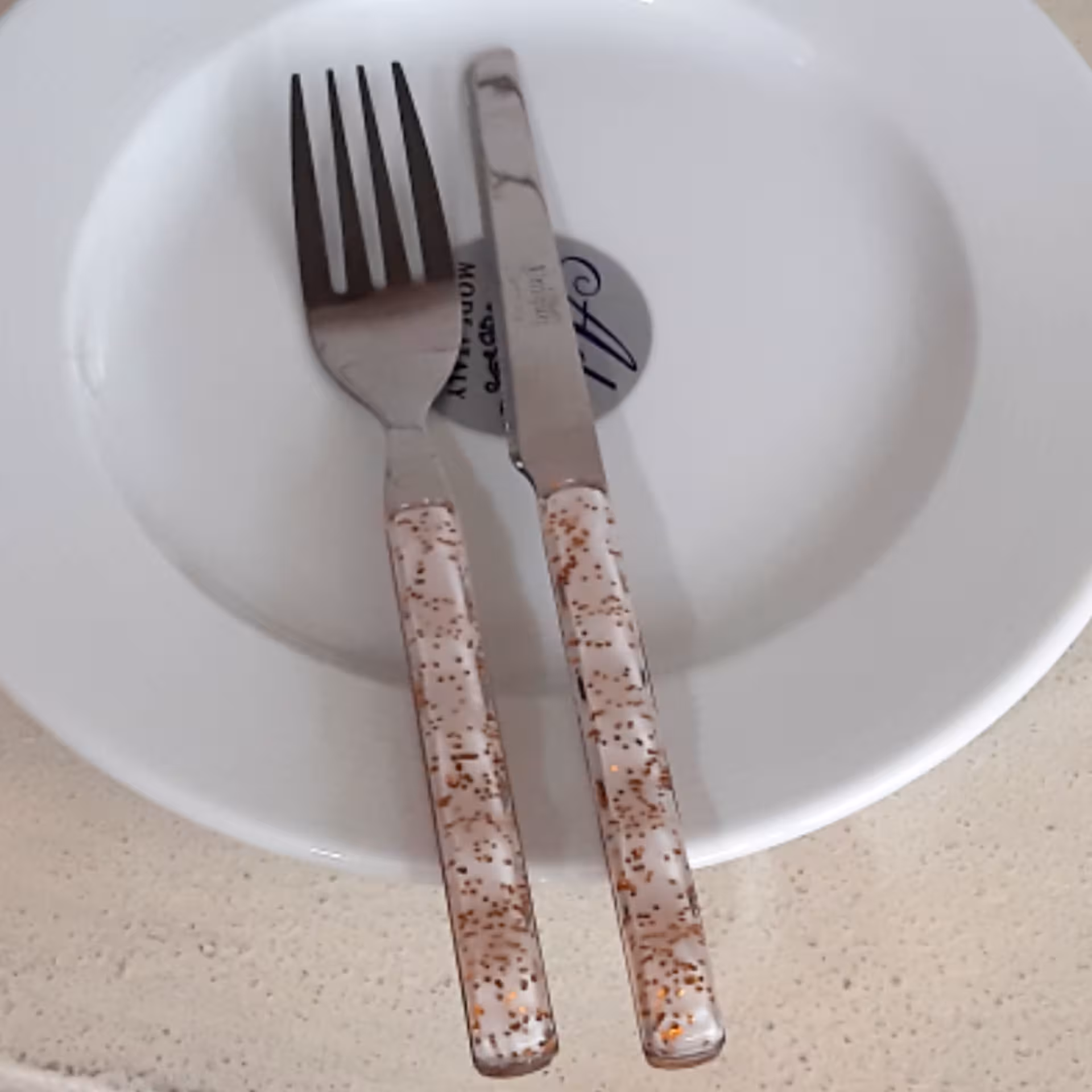 کارد و چنگال دسته شیشه ای یونیک