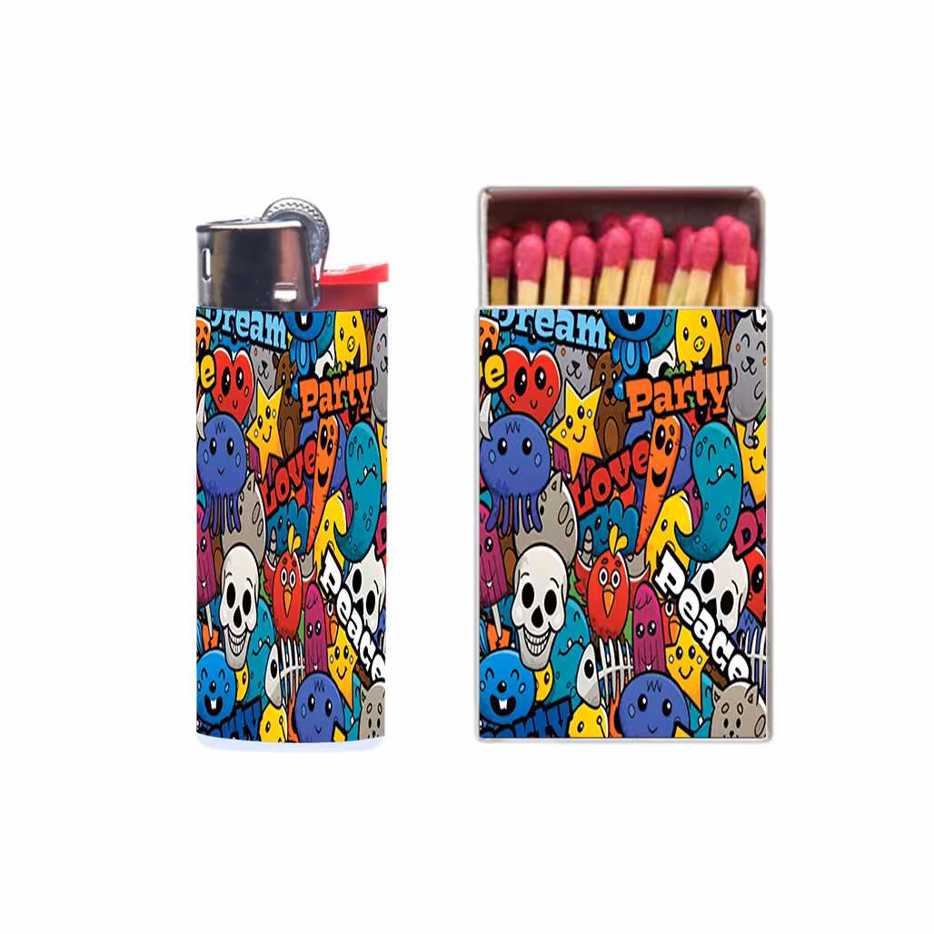 فندک مدل گرافیکی کد 378 به همراه کبریت