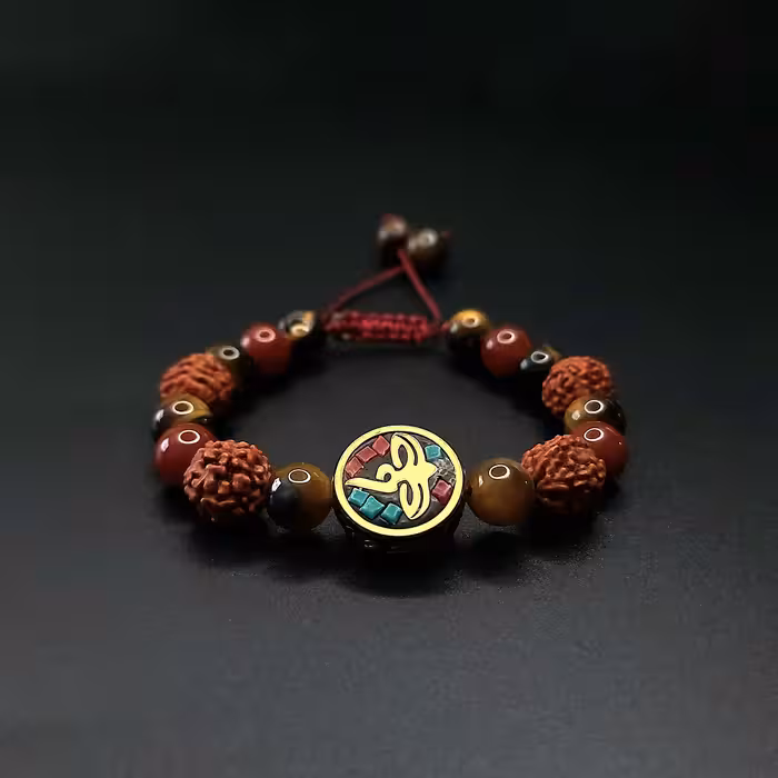 دستبند ناماسته مدل چشم ببر عقیق و رود راکشا تبتی 43