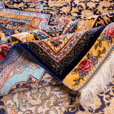 فرش ماشینی کد 358 طرح ترنجی زمینه مشکی