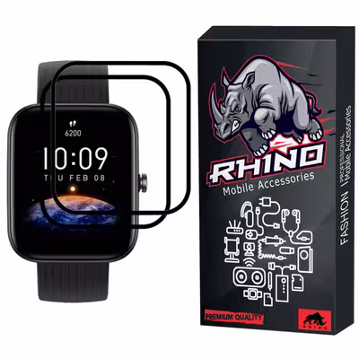 محافظ صفحه نمایش راینو مدل R-PMMA مناسب برای ساعت هوشمند امیزفیت Bip 3 Pro بسته 2 عددی