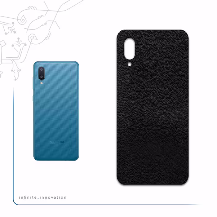 برچسب پوششی ماهوت مدل Black-Leather مناسب برای گوشی موبایل سامسونگ Galaxy M02