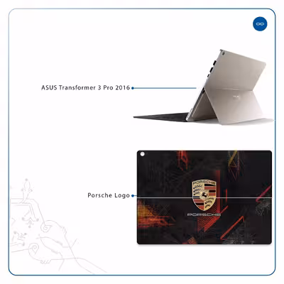 برچسب پوششی ماهوت مدل Porsche-Logo مناسب برای تبلت ایسوس Transformer 3 Pro 2016