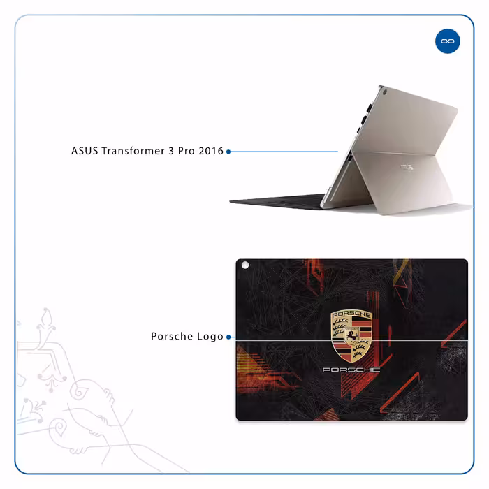 برچسب پوششی ماهوت مدل Porsche-Logo مناسب برای تبلت ایسوس Transformer 3 Pro 2016