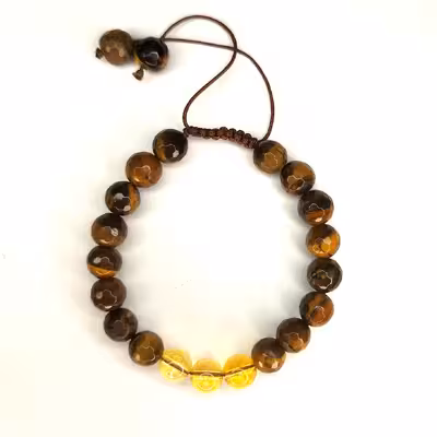 دستبند ناماسته مدل  سیترین و چشم ببر زنبوری کد 20