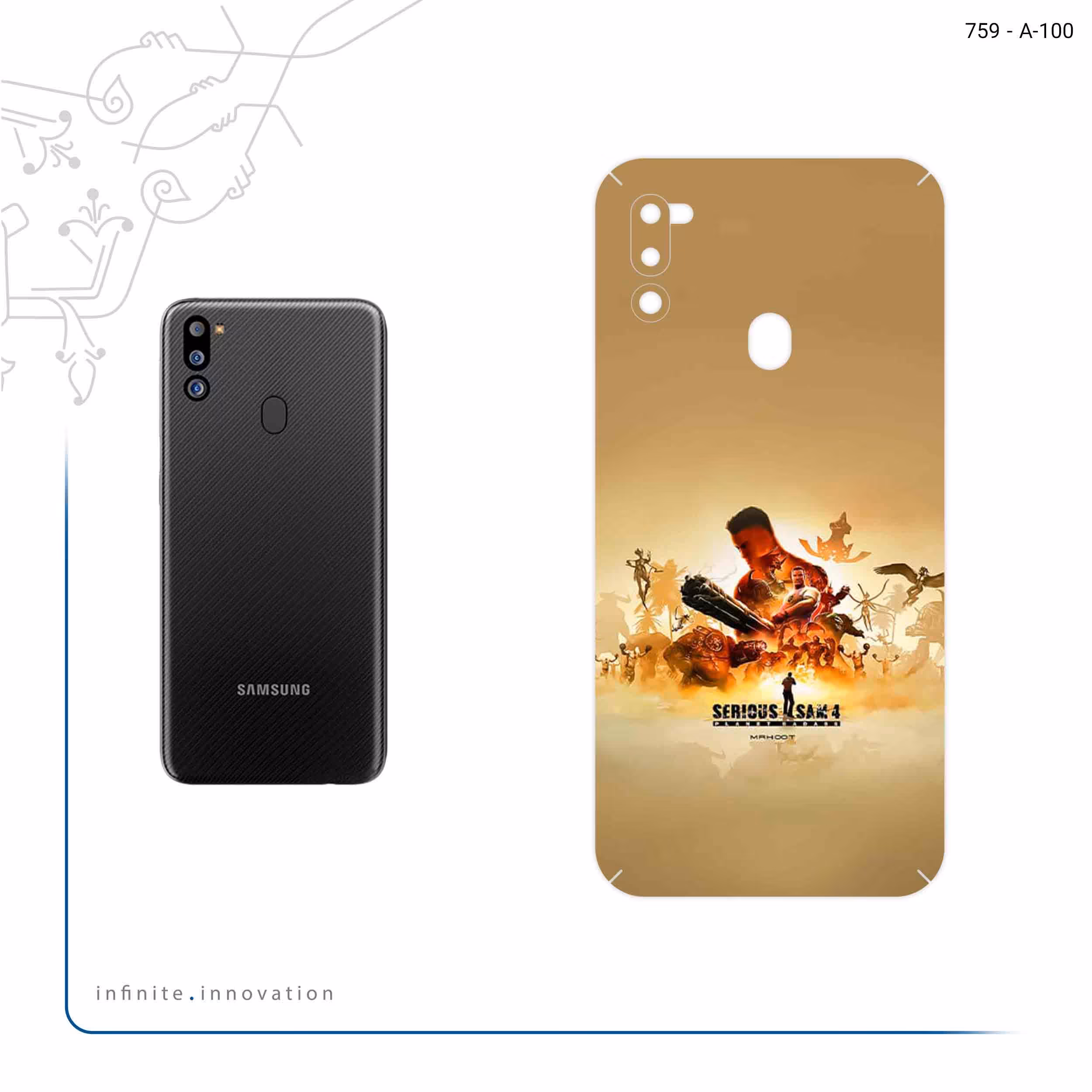 برچسب پوششی ماهوت مدل Serious Sam Game Series مناسب برای گوشی موبایل سامسونگ Galaxy M21 (2021) Edition