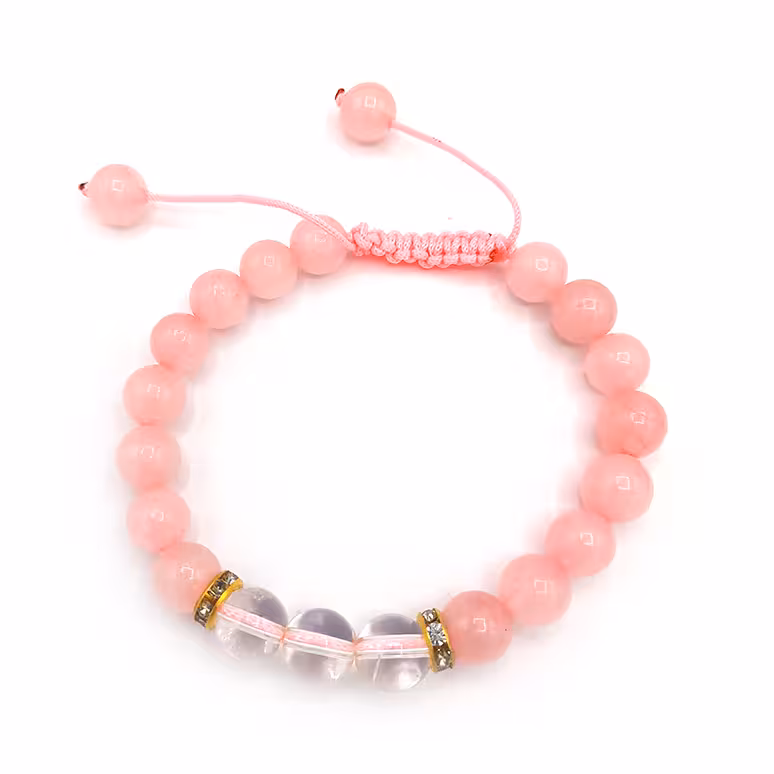 دستبند عشق سنگ کوارتز صورتی کد 310002