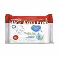 دستمال مرطوب پاک کننده آرایش صورت مدل آب رسان دافی 27 عددی