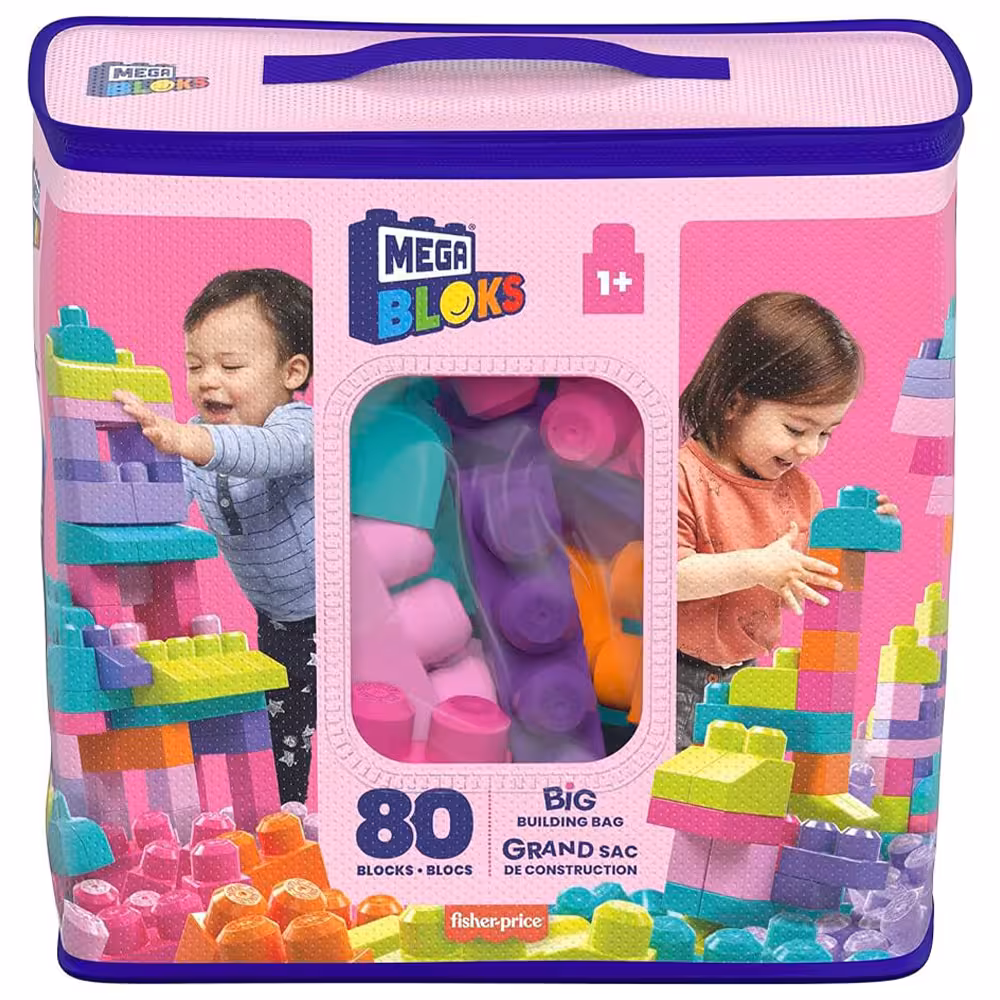ست ساختنی MEGA BLOKS مدل Big Building Bag صورتی