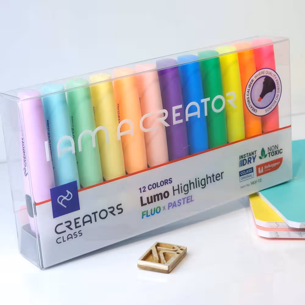 ماژیک هایلایتر لومو سی کلاس بسته ی 12 رنگی CREATORS CLASS (C Class) Lumo highlighter pack HLV-12
