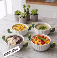 کاسه سرامیکی طرح دار کاکتوسی