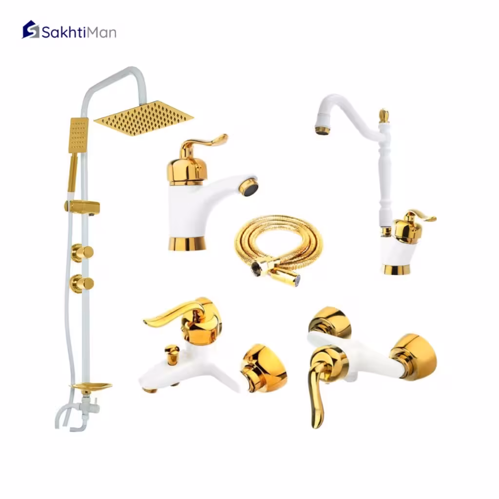 ست شش عددی شیرآلات سفید طلایی مدل قاجاری