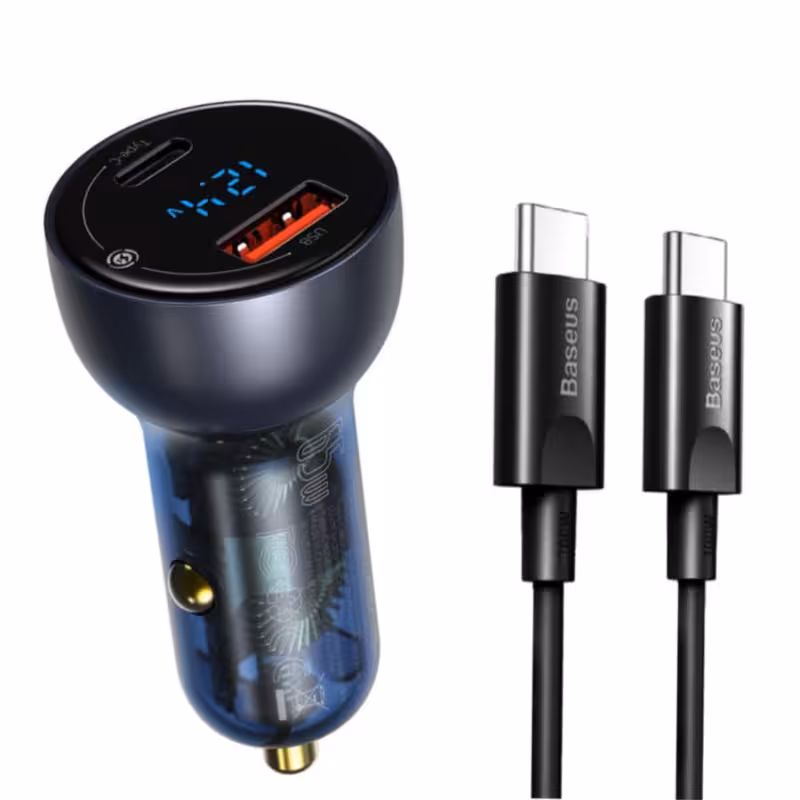 شارژر فندکی باسئوس مدل TZCCKX_0G به همراه کابل تبدیل USB-C | کالا مکس