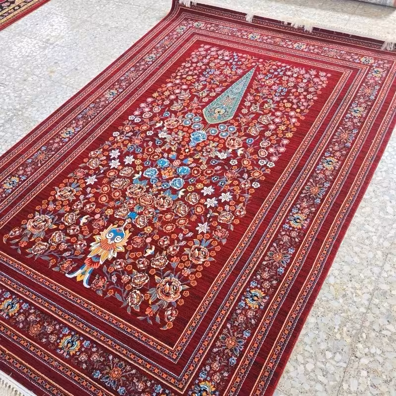 فرش 9متری ماشینی 700شانه جدید کاشان نقشه زیبای قصرلاکی مناسب دکوراسیون خاص