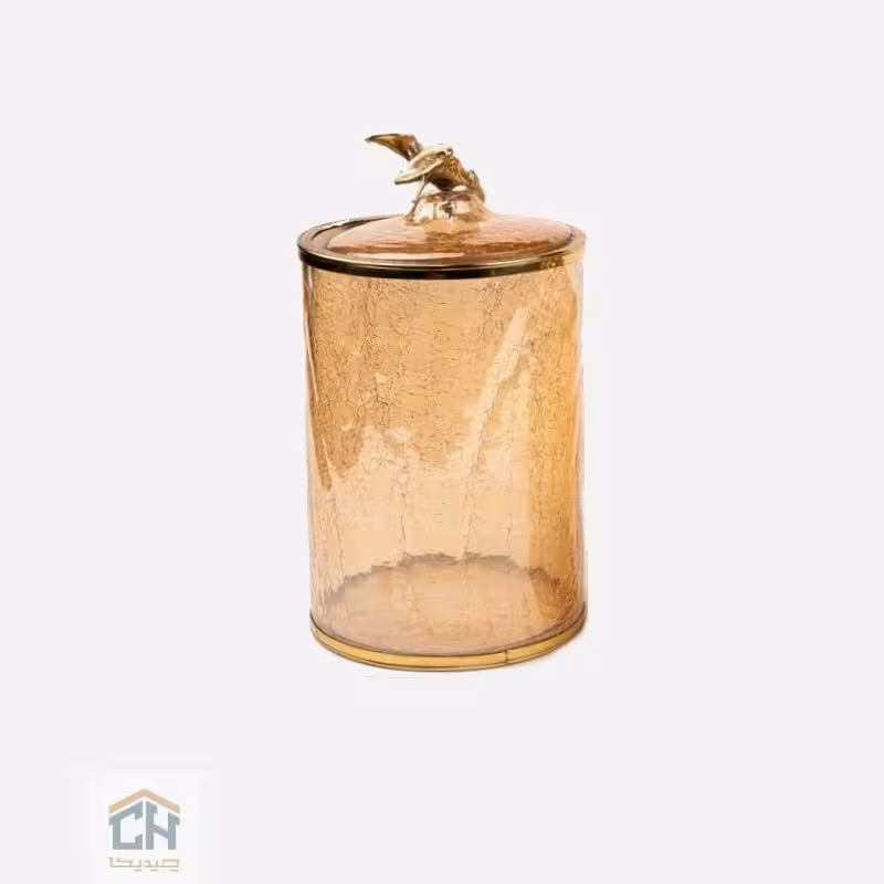 پاسماوری تکی بزرگ شیشه و برنج گلدکیش طرح Flower مدل GK806070-1