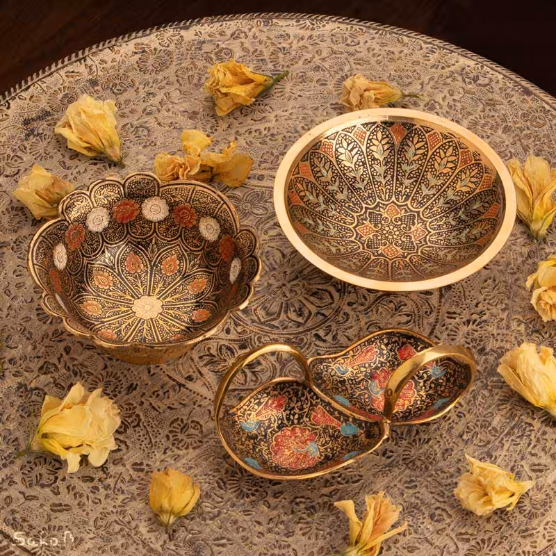 ست پذیرایی برنجی میناکاری کد 300