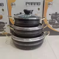 سرویس تابه 3 پارچه دو دسته گرانیت مشکی پاراب ( بدون درب) 