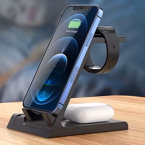 وایرلس شارژ آیفون همزمان موبایل و اسمارت واچ و ایرپاد ( خرید عمده لوازم جانبی موبایل بندر گناوه در گناوه مارکت )