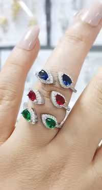 انگشتر سنگ رنگی جواهری نقره زنانه کد 10822