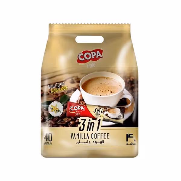 قیمت و خرید قهوه فوری وانیلی کوپا مدل 3 در 1 بسته 40 عددی