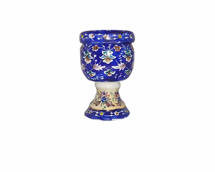 دوات مسی خوشنویسی میناکاری کتابتی پایه دار رنگ لاجوردی