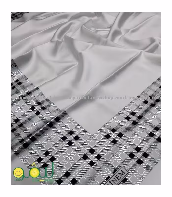 روسری مجلسی سفید مشکی کد 1293