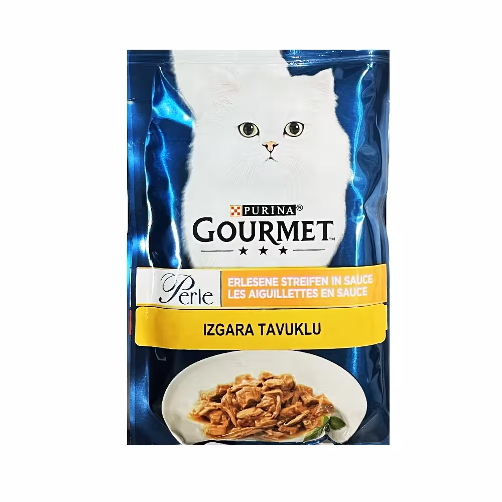 پوچ گربه گورمت Gourmet با طعم مرغ در سس وزن 85 گرم