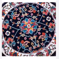 گلیم گرد ماشینی کاشان طرح افشان سرمه ای یک دریک متر(هزینه ارسال باخریداروپس کرایه میباشد)