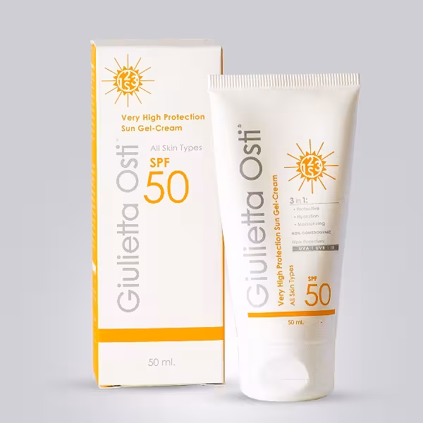 کرم ژل ضد آفتاب بی رنگ جولیتا استی مناسب انواع پوست Giulietta Osti SUN GEL CREAM SPF 50  50 ML
