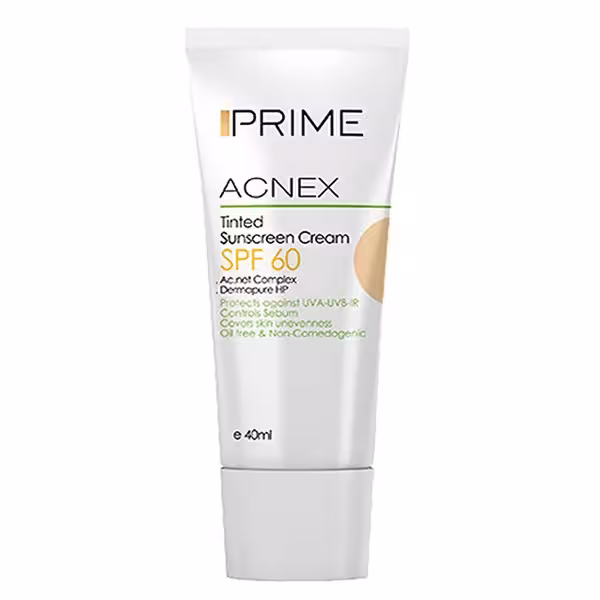 کرم ضد آفتاب رنگی پریم مدل Acnex Tinted حجم 40 میلی لیتر