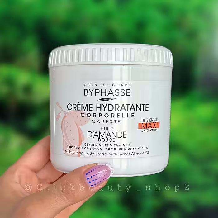 کرم بدن عصاره بادام بایفاس حجم 500 میل Byphasse Moisturizing Body Cream with Coconut Oil 500 ml