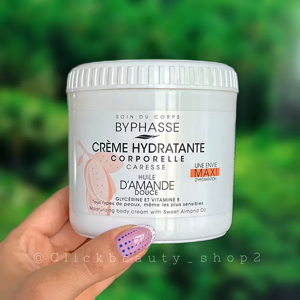 کرم بدن عصاره بادام بایفاس حجم 500 میل Byphasse Moisturizing Body Cream with Coconut Oil 500 ml