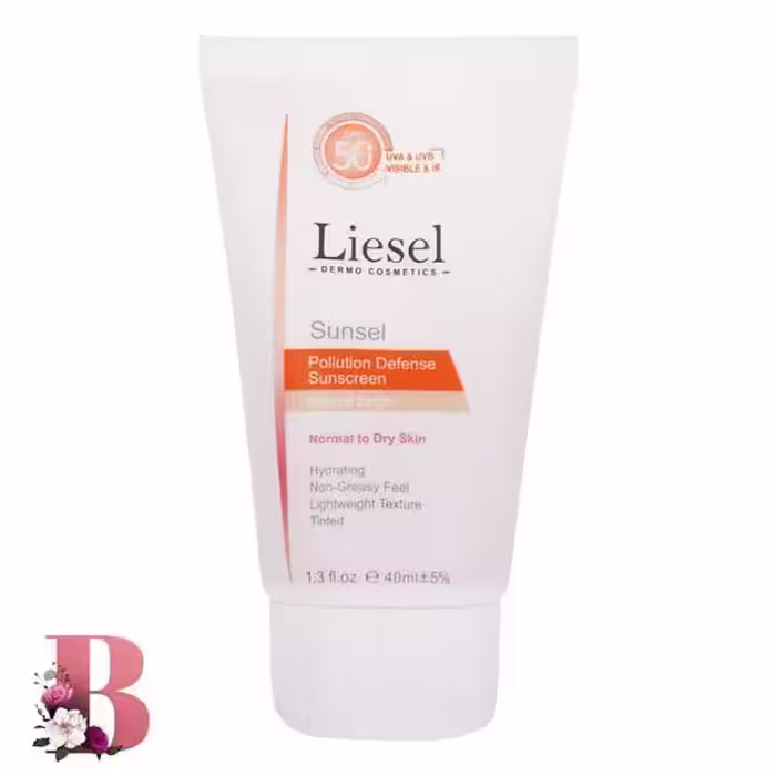 کرم ضد آفتاب رنگی لایسل SPF 50 مناسب پوست نرمال تا خشک حجم 40 میلی لیتر | Liesel Sunsel SPF 50 Tinted Sun Screen for Normal to Dry Skin 40 ml