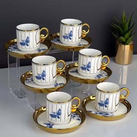 قهوه خوری شیک آجار ترکیه ست 6 نفری ACAR-HXF-05172