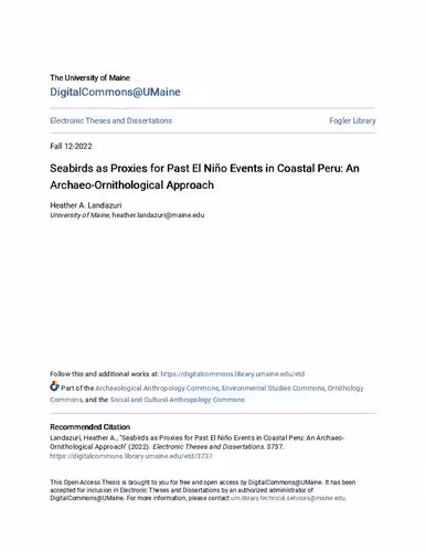 خرید و دانلود نسخه کامل کتاب Seabirds as proxies for past El Niño events in Coastal Peru : an archaeo-ornithological approach